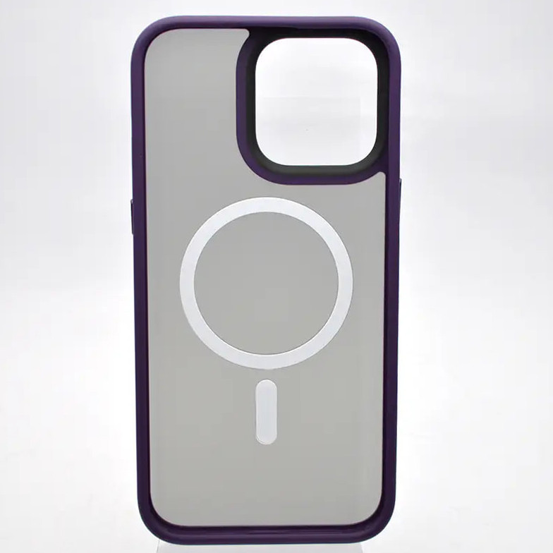 Фото TPU+PC чохол Metal Buttons with Magnetic Safe на Apple iPhone 14 Pro Max (6.7") (Темно-фіолетовий) в маназині vchehle.ua