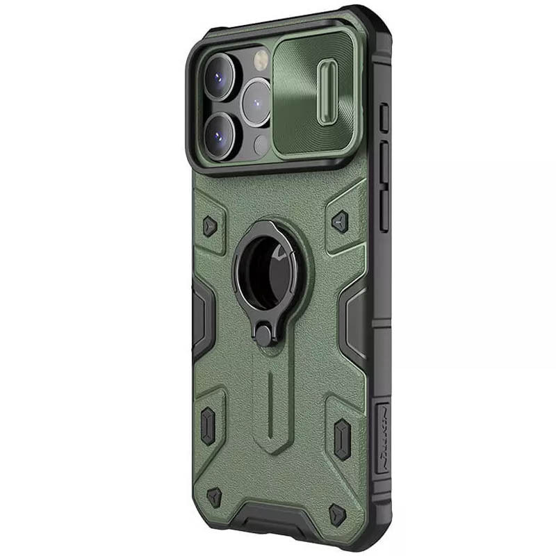 Купить TPU+PC чехол Nillkin CamShield Armor (шторка на камеру) для Apple iPhone 15 Pro Max (6.7") (Зеленый) на vchehle.ua