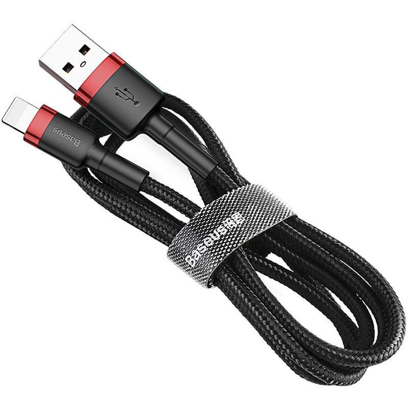 Купить Дата кабель Baseus Cafule Lightning Cable 2.4A (0.5m) (CALKLF-A) (Красный / Черный) на vchehle.ua