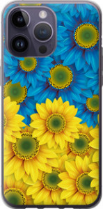 Чехол Жёлто-голубые цветы для iPhone 14 Pro Max