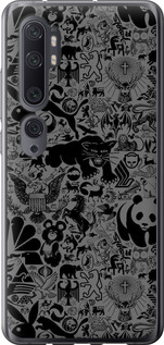 Чехол Чёрно-серый стикер бомбинг для Xiaomi Mi Note 10
