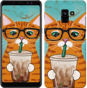 Чехол Зеленоглазый кот в очках для Samsung Galaxy A8 Plus 2018 A730F