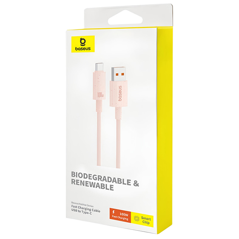 Дата кабель Baseus Habitat Series Fast Charging USB Type-C 100W (2m) (P1036020) (Wheat Pink) в магазині vchehle.ua