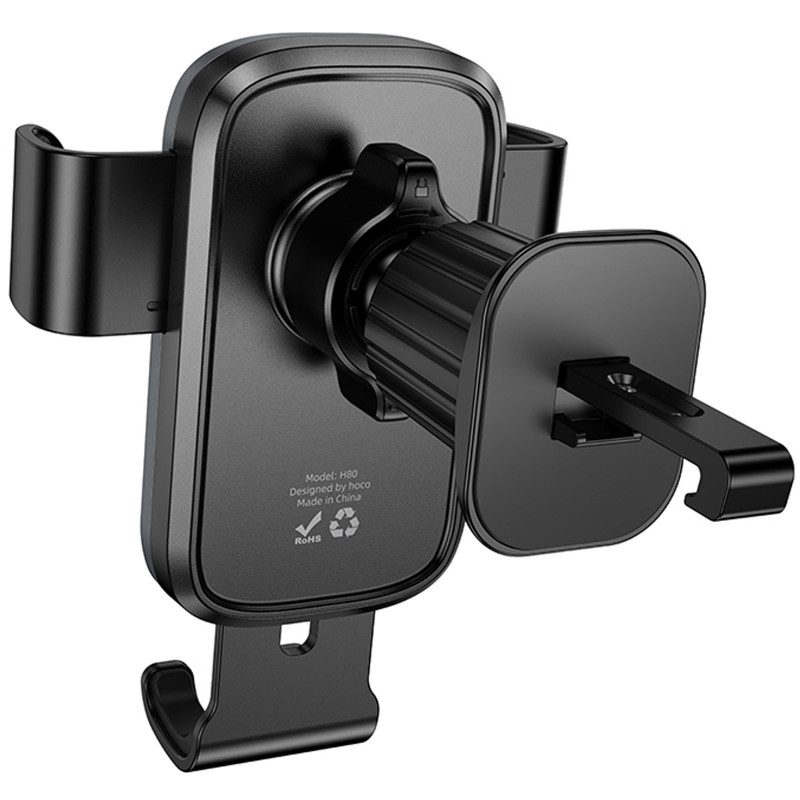 Автодержатель Hoco H80 Vista gravity (air outlet) (Black / Metal gray) в магазине vchehle.ua