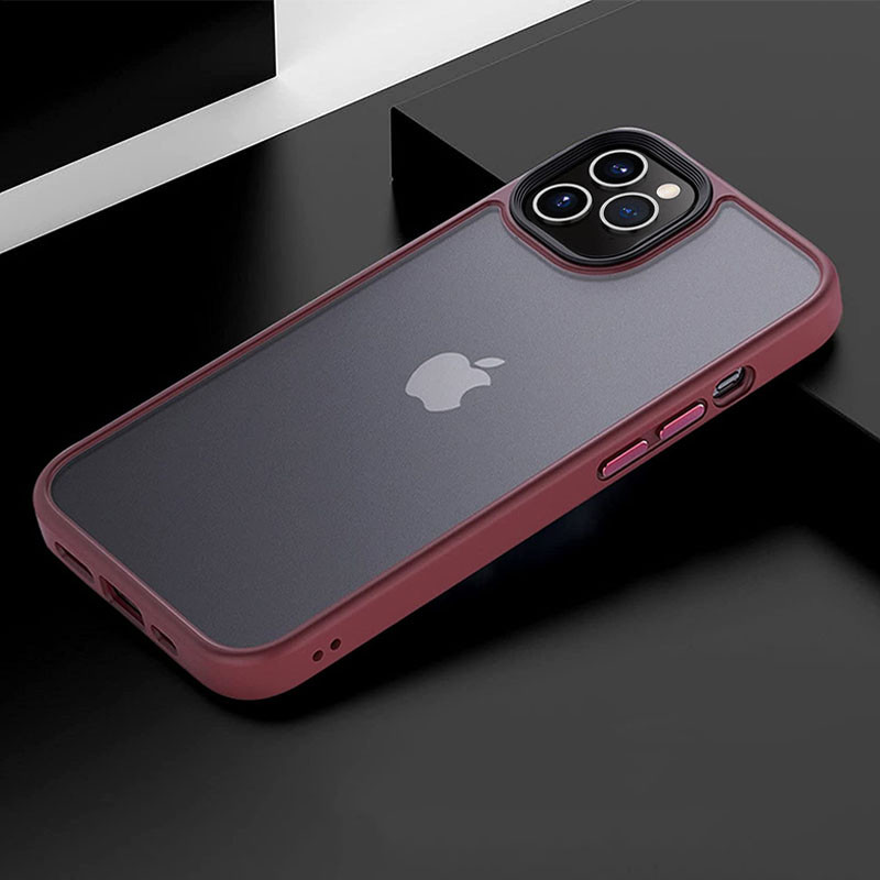 Фото TPU+PC чехол Metal Buttons для Apple iPhone 12 Pro Max (6.7") (Бордовый) на vchehle.ua