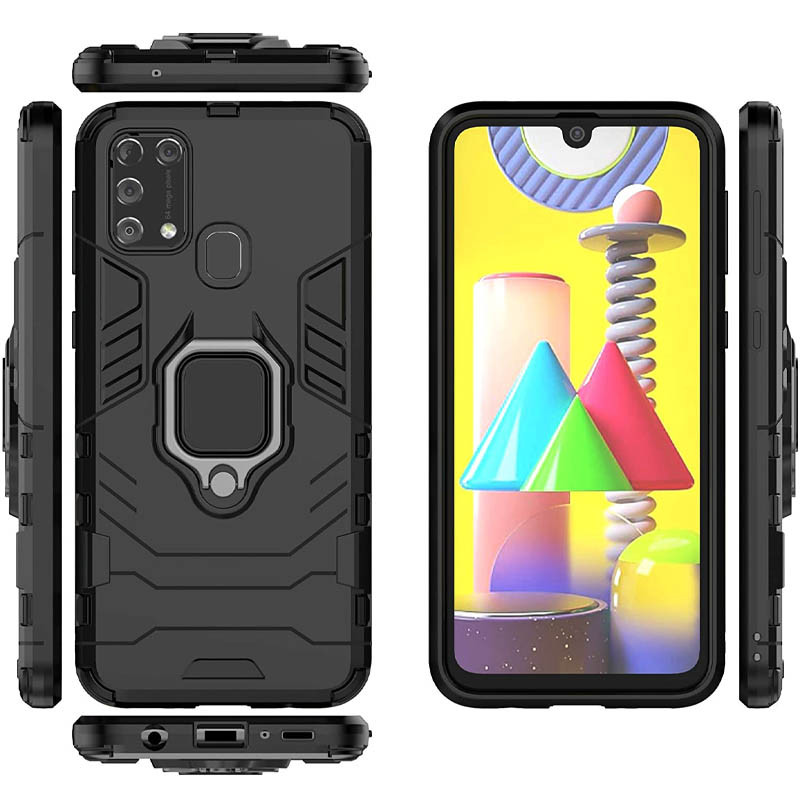 Фото Ударопрочный чехол Transformer Ring for Magnet для Samsung Galaxy M30s / M21 (Черный / Soul Black) на vchehle.ua