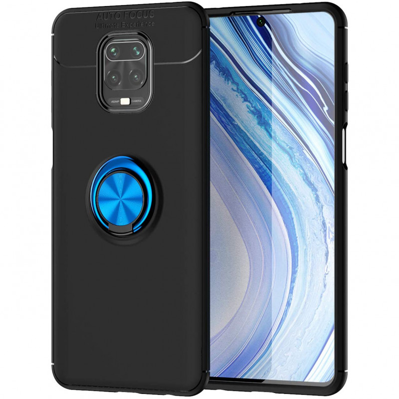 

TPU чохол Deen ColorRing під магнітний тримач (opp) для Xiaomi Redmi Note 9 Pro Max (Чорний / Синій) 895988