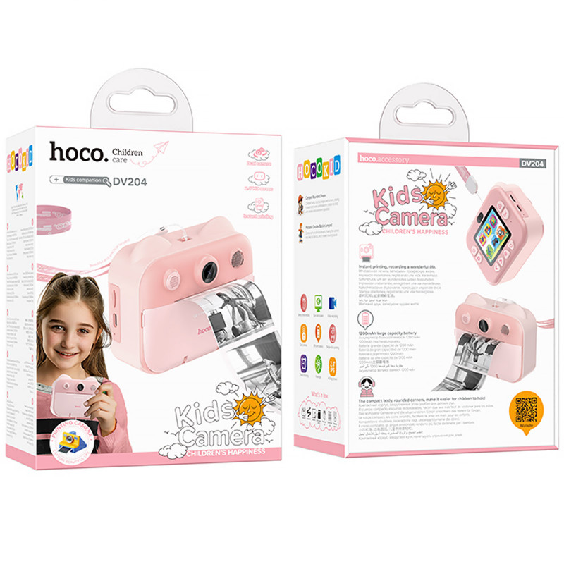 Купить Детская фотокамера с моментальной печатью Hoco DV204 Dual-camera (Pink) на vchehle.ua