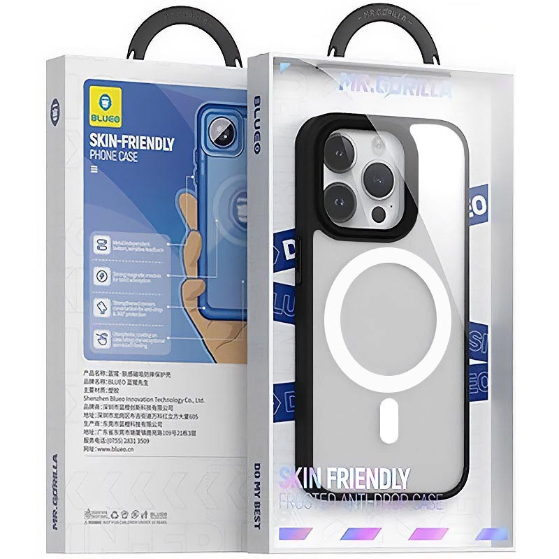Фото TPU+PC чохол Blueo Skin Friendly Frosted with Magnetic Safe на Apple iPhone 15 Pro Max (6.7") (Чорний) в маназині vchehle.ua