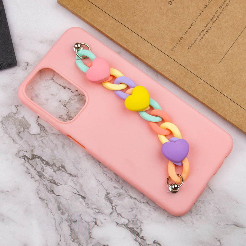 Чохол Chained Heart з підвісним ланцюжком на Samsung Galaxy M23 5G / M13 4G (Pink Sand) в магазині vchehle.ua