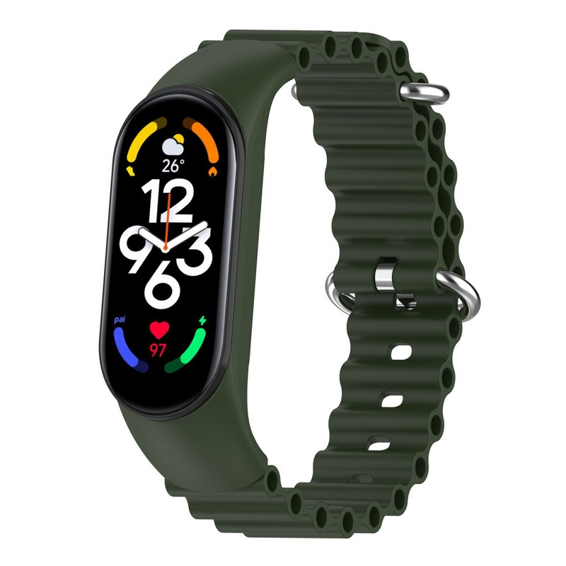 Ремінець Ocean Band для Xiaomi Mi Band 9/8 (Зелений / Dark Olive)