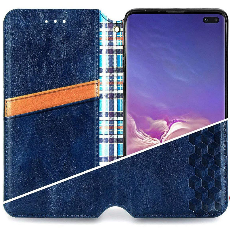 Заказать Кожаный чехол книжка GETMAN Cubic (PU) для Xiaomi Redmi Note 9s / Note 9 Pro / Note 9 Pro Max (Синий) на vchehle.ua