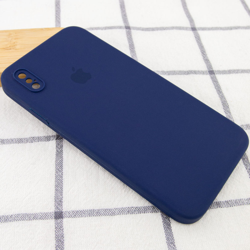 Фото Чохол Silicone Case Square Full Camera Protective (AA) для Apple iPhone X / XS (5.8") (Темно синій / Midnight blue) на vchehle.ua