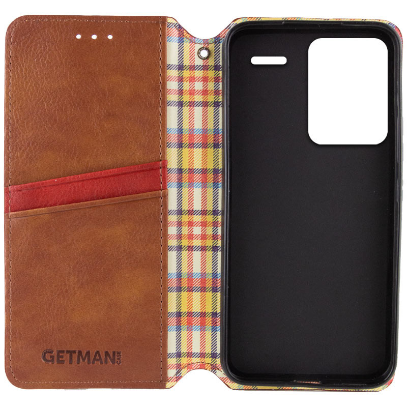 Фото Шкіряний чохол книжка GETMAN Cubic (PU) на Xiaomi Redmi Note 13 Pro+ (Коричневий) в маназині vchehle.ua