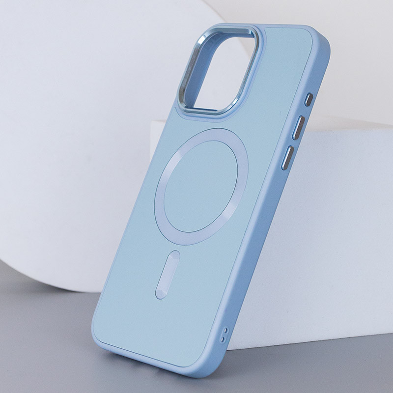 Фото Шкіряний чохол Bonbon Leather Metal Style with Magnetic Safe на Apple iPhone 14 Pro Max (6.7") (Блакитний / Mist blue) в маназині vchehle.ua