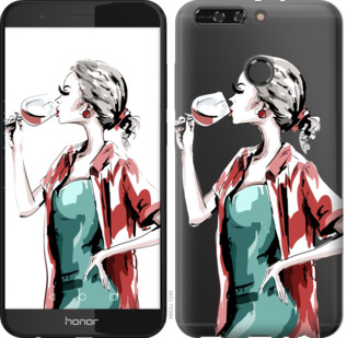 

Чехол Девушка с бокалом для Huawei Honor V9 841760