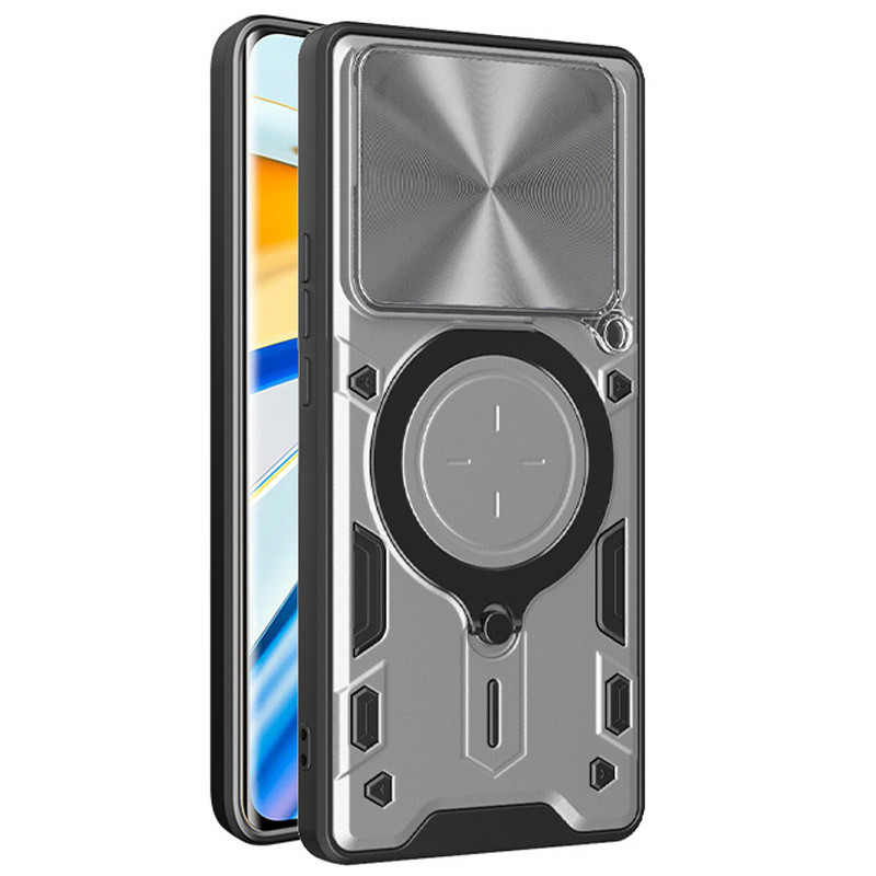 Фото Удароміцний чохол Bracket case with Magnetic на Xiaomi Redmi Note 14 4G (Europe version) (Silver) в маназині vchehle.ua