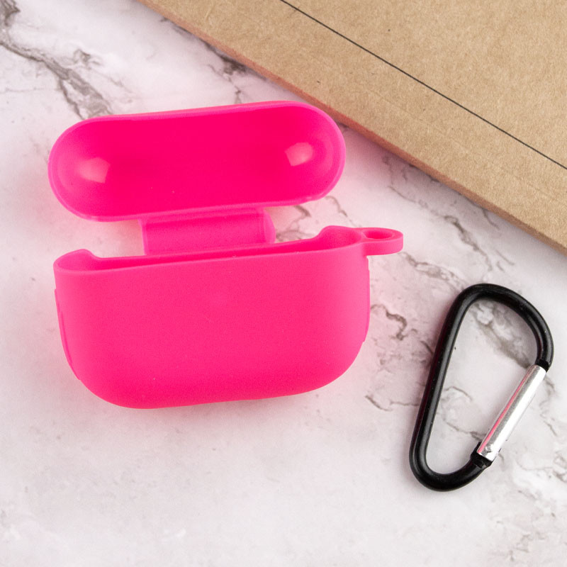 Фото Силіконовий футляр New з карабіном для навушників Airpods Pro (Рожевий / Barbie pink) в маназині vchehle.ua