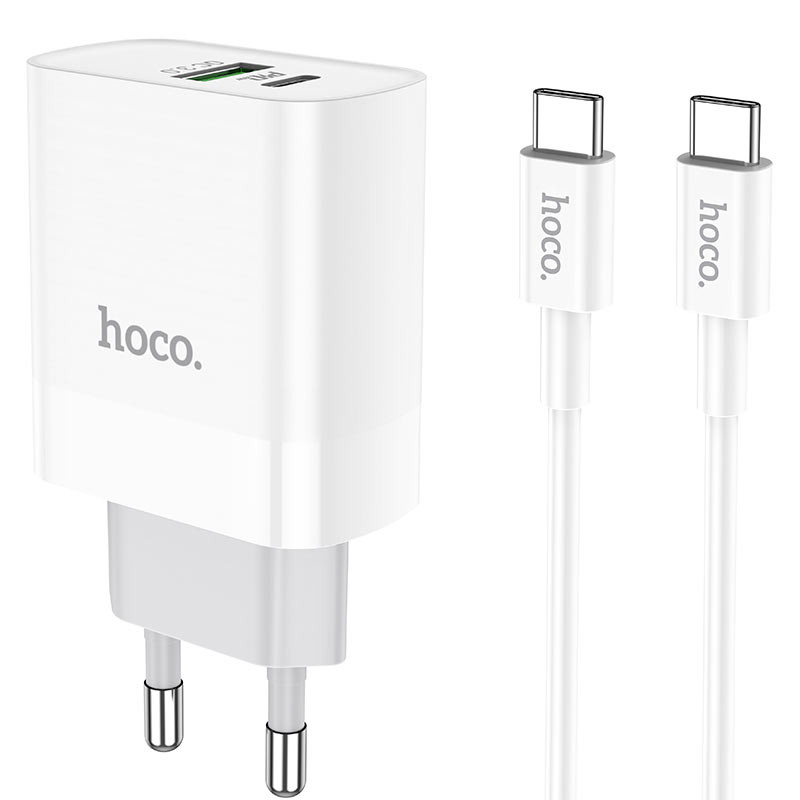 СЗУ Hoco C80A Rapido PD20W+QC3.0 (1USB-A/1C) + кабель Type-C to Type-C