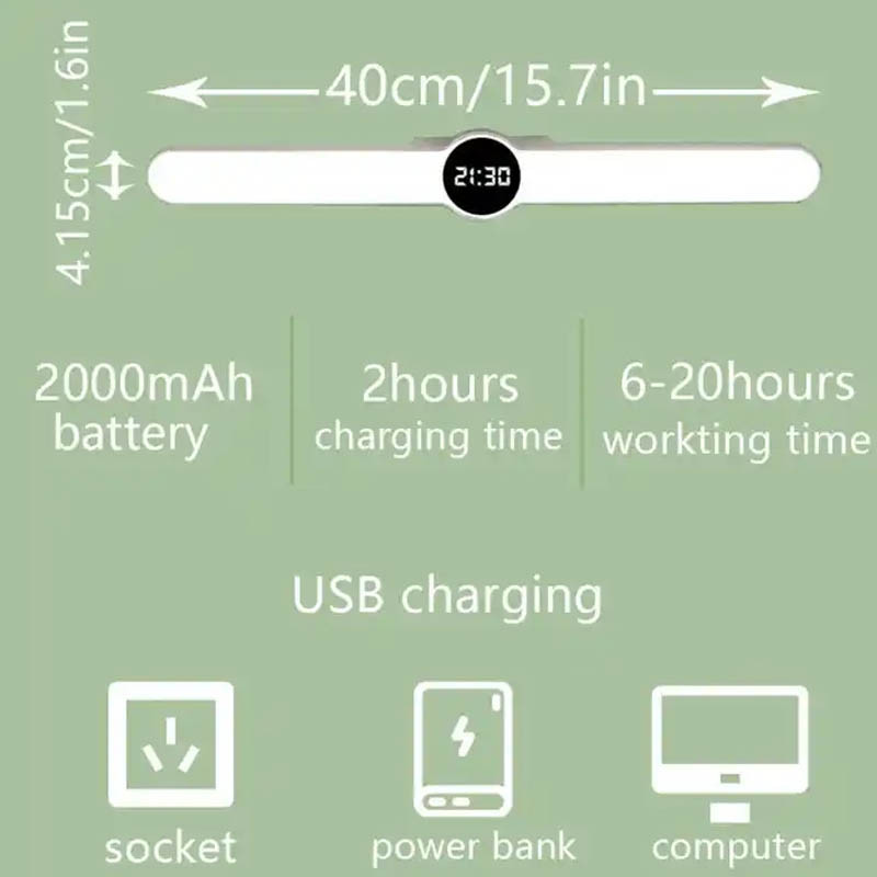 Купить Портативная лампа B20 with clock 1800mAh (White) на vchehle.ua