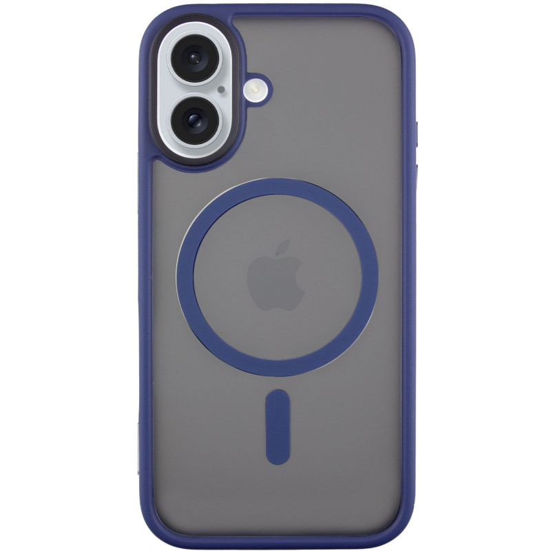 TPU+PC чехол Metal Buttons with Magnetic Safe для Apple iPhone 16 (6.1") (Синий)