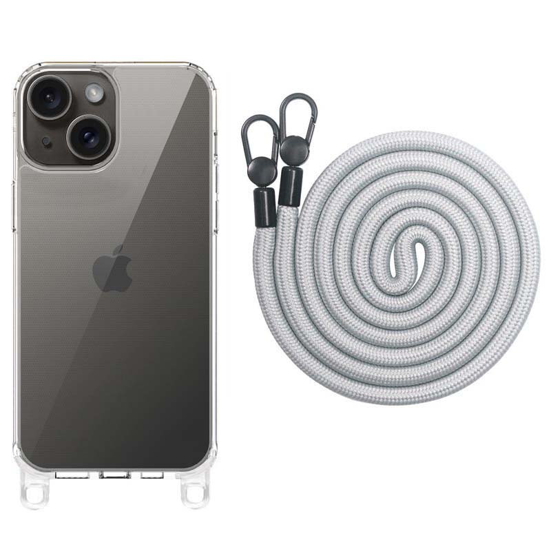 Чехол TPU Transparent with Straps для Apple iPhone 13 / 14 (6.1") (Grey)