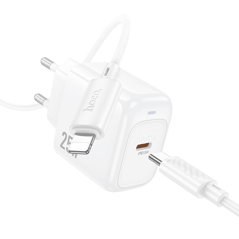 СЗУ Hoco CS53A Surplus PD25W (1USB-C) + кабель Type-C to Lightning (White) в магазине vchehle.ua