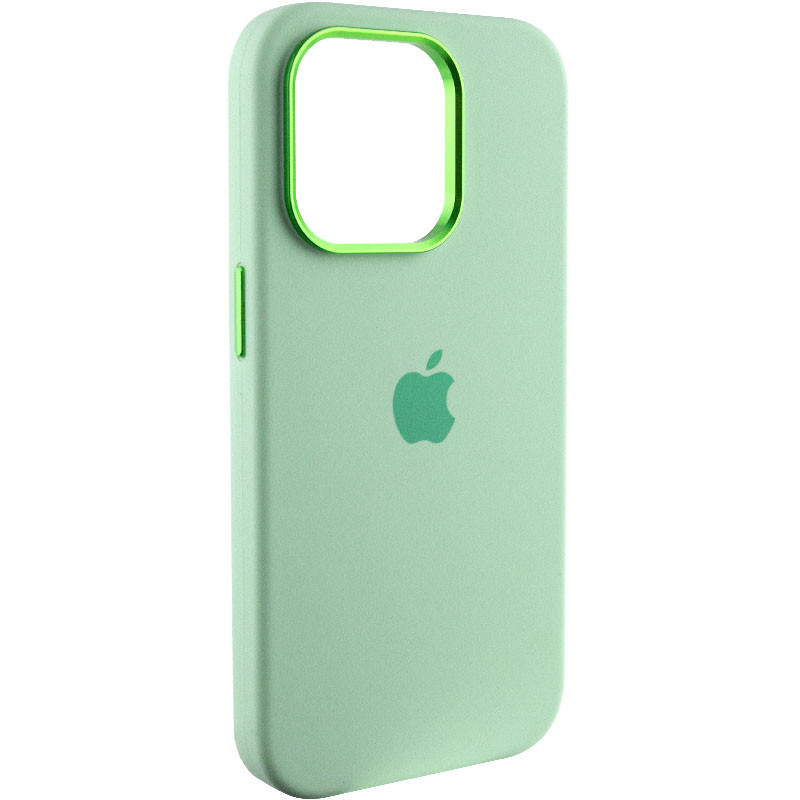 Чехол Silicone Case Metal Buttons (AA) для Apple iPhone 14 Pro Max (6.7") (Зеленый / Pistachio)