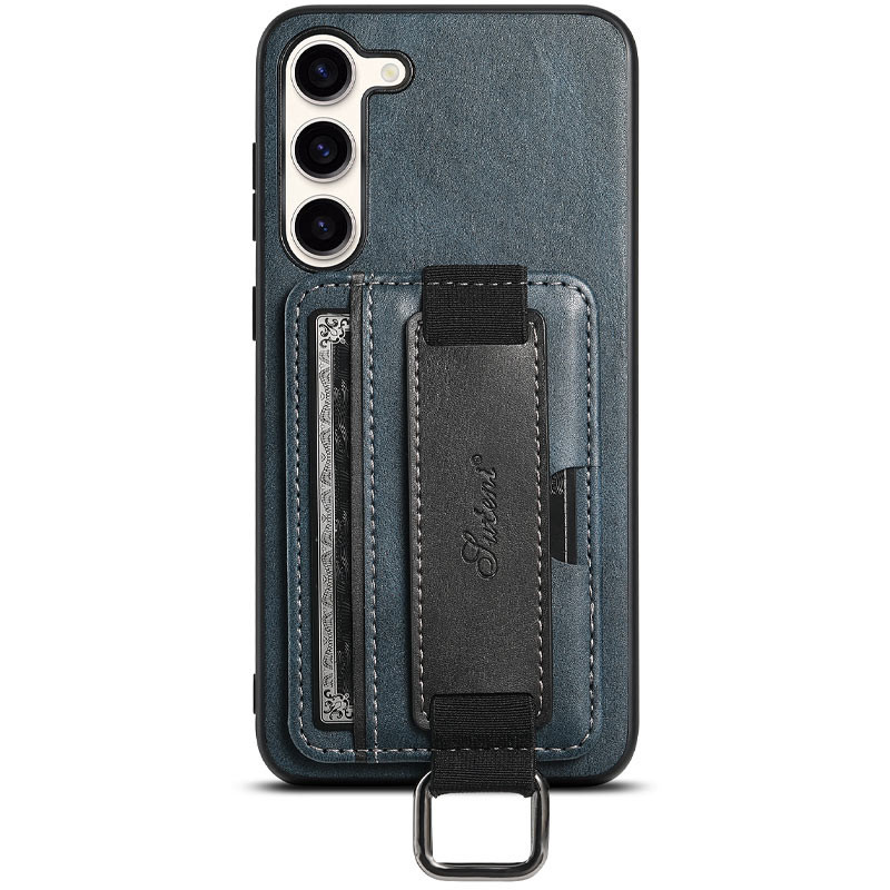 Шкіряний чохол Wallet case and straps на Samsung Galaxy S24 (Синій / Blue)