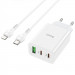 Фото СЗУ Hoco C99A PD20W+QC3.0 (1USB/2Type-C/3A) + Type-C to Lightning (White) на vchehle.ua