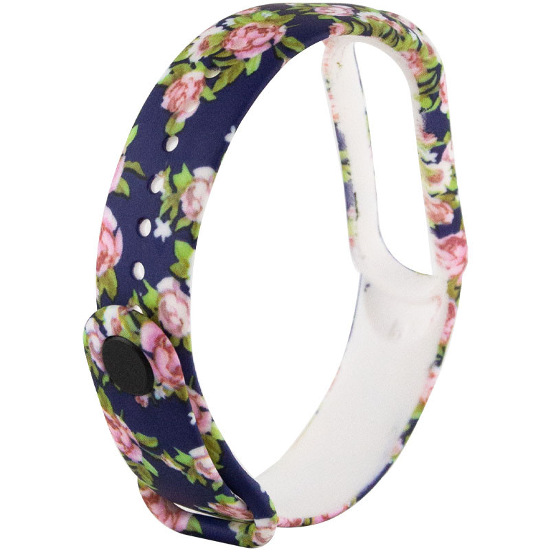 Фото Силиконовый ремешок с рисунком для Xiaomi Mi Band 5 / 6 (Розы / Синий) в магазине vchehle.ua