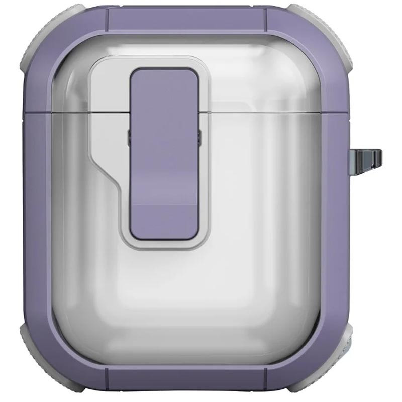 Футляр противоударный Locking Button для наушников Airpods 1/2 (Light Purple)