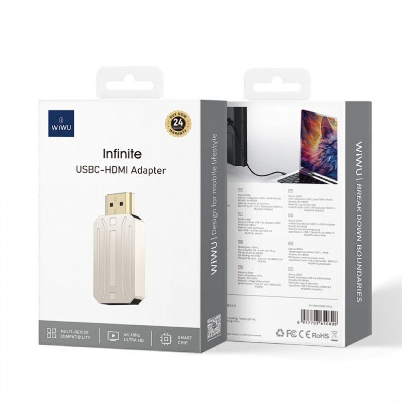 Купить Переходник WIWU Wi-HB004 Infinite USB-C to HDMI (Silver) на vchehle.ua