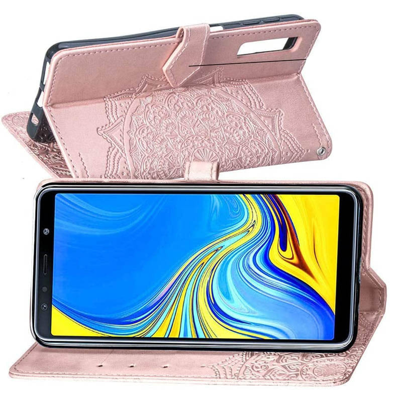 Фото Кожаный чехол-книжка Art Case с визитницей для Samsung A750 Galaxy A7 (2018) (Розовый) на vchehle.ua