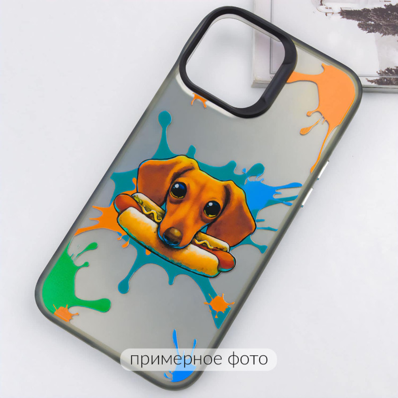 Фото TPU+PC чохол TakiTaki Graffiti magic glow на Samsung Galaxy A34 5G (Sausage dog / Black) на vchehle.ua