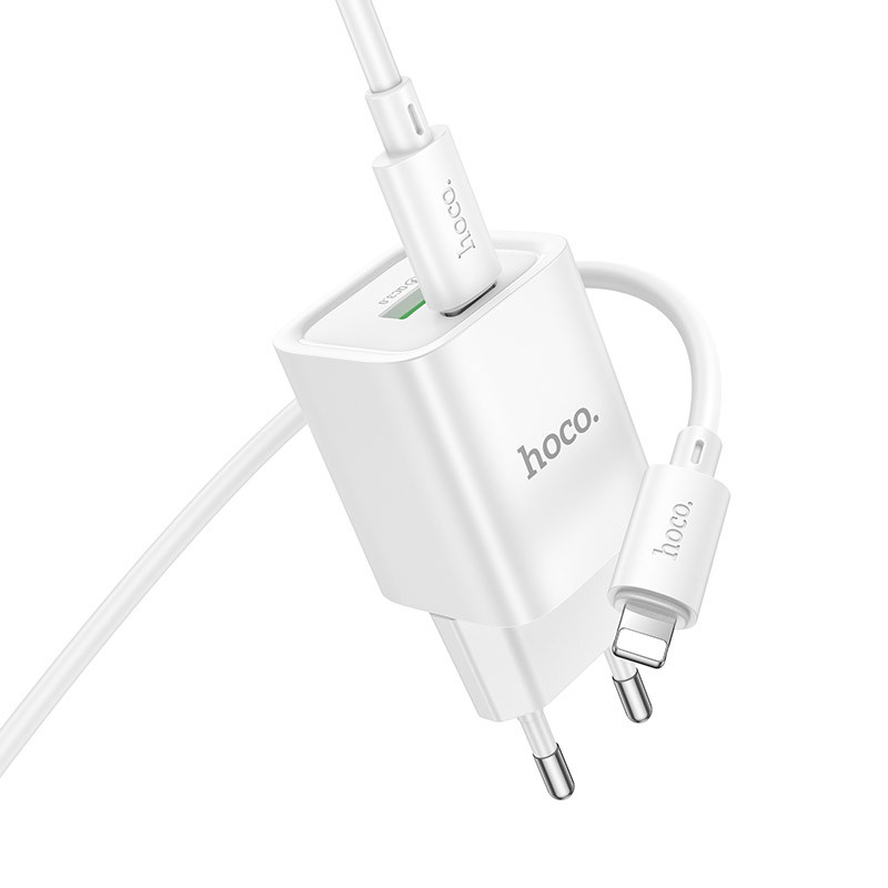 МЗП Hoco C149A Charm PD30W+QC3.0 (1USB-A/1C) + кабель Type-C to Lightning (White) в магазині vchehle.ua