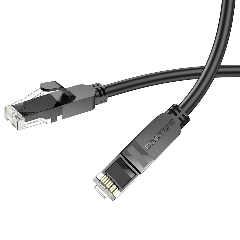 Фото Кабель (патч-корд) Borofone BUS01 Category 6 Gigabit (8m) (Black) в магазине vchehle.ua