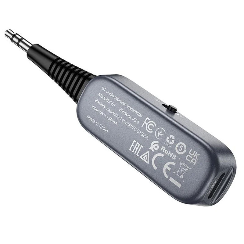Фото Bluetooth AUX аудіо ресивер/трансмітер BOROFONE BC51 Clear way (Metal gray) в маназині vchehle.ua