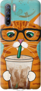 Чехол Зеленоглазый кот в очках для Oppo Reno 3