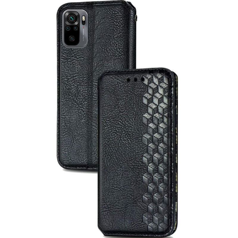 Кожаный чехол-книжка GETMAN Cubic (PU) для Xiaomi Redmi Note 10 / Note 10s (Черный) в магазине vchehle.ua