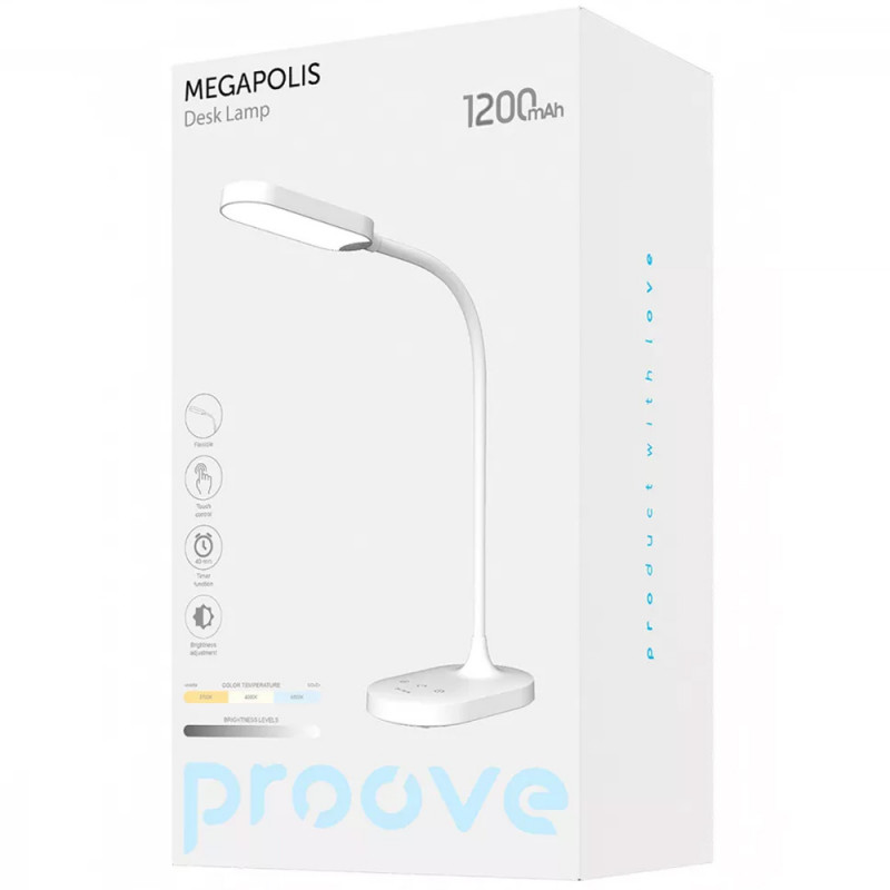 Купити Настільна лампа Proove Megapolis 1200 mAh (White) на vchehle.ua