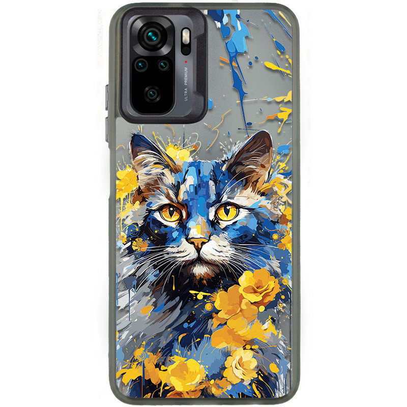 TPU+PC чехол TakiTaki Magic glow для Xiaomi Redmi Note 10 / Note 10s (Cat / Black)