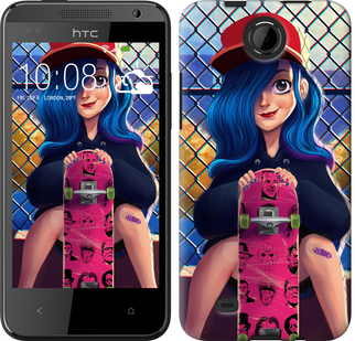 

Чехол Прикольная девочка со скейтбордом для HTC Desire 300 618170