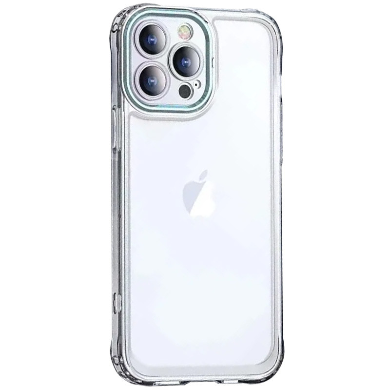 TPU+PC чехол ColorCam для Apple iPhone 12 Pro Max (6.7") (Прозрачный / Бирюзовый)