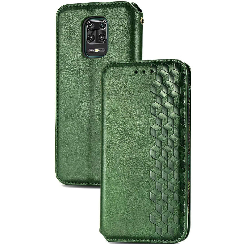 Фото Шкіряний чохол-книжка GETMAN Cubic (PU) на Xiaomi Redmi Note 9s / Note 9 Pro / Note 9 Pro Max (Зелений) в маназині vchehle.ua