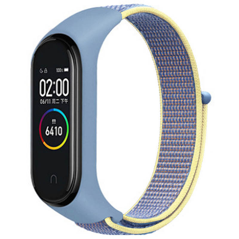 Ремешок Nylon New для Xiaomi Mi Band 3/4/5/6/7 (Azure / Yellow)