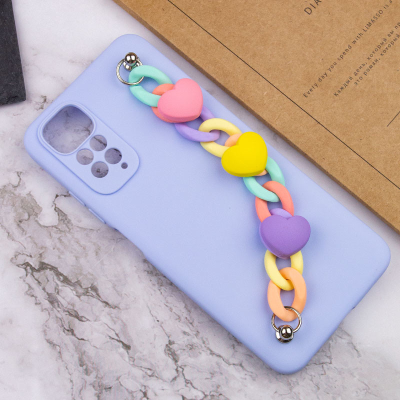 Чохол Chained Heart з підвісним ланцюжком на Xiaomi Redmi Note 11 Pro 4G/5G / 12 Pro 4G (Lilac Blue) в магазині vchehle.ua