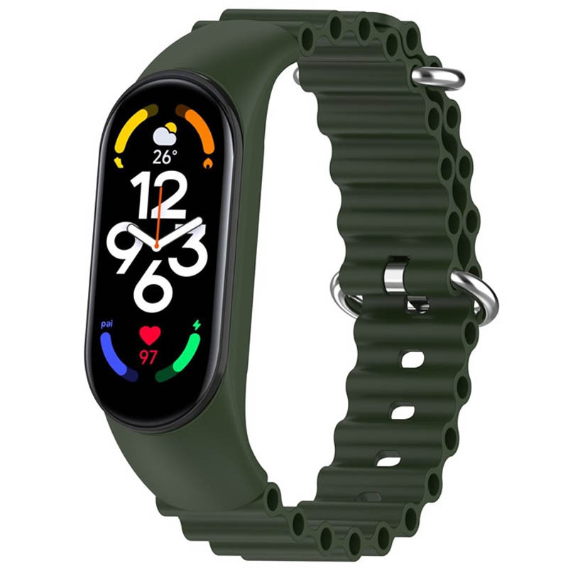 Ремешок Ocean Band для Xiaomi Mi Band 3/4/5/6/7 (Зеленый / Green)