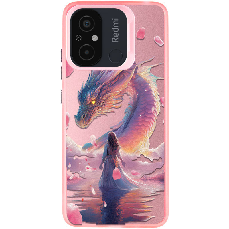 TPU+PC чохол TakiTaki Fantasy magic glow на Xiaomi Redmi 12C (Pink Dragon - Pink)