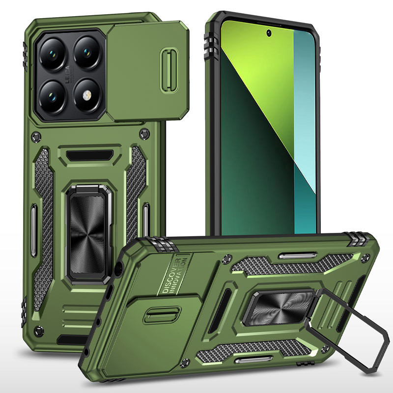 Ударопрочный чехол Camshield Army Ring для Xiaomi 14T Pro (Оливковый / Army Green)